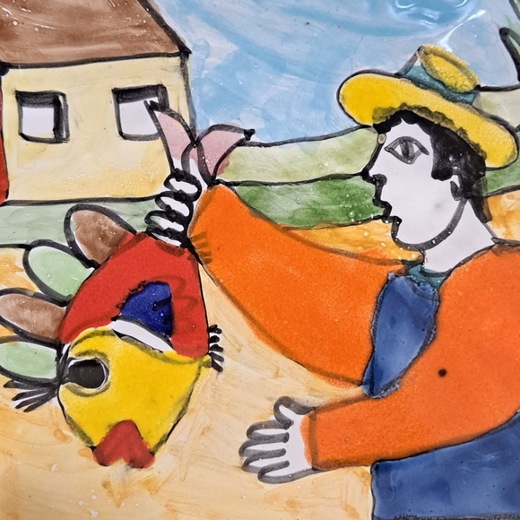 Modern Italian Pottery Plate Nino Parrucca Fisherman - Picture 5 of 6